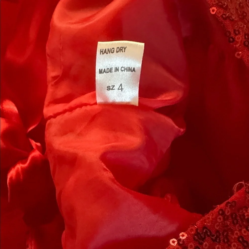 Little Girls Size 4  Red Sequin One-Shoulder Tulle Dress Valentines Day B-Day